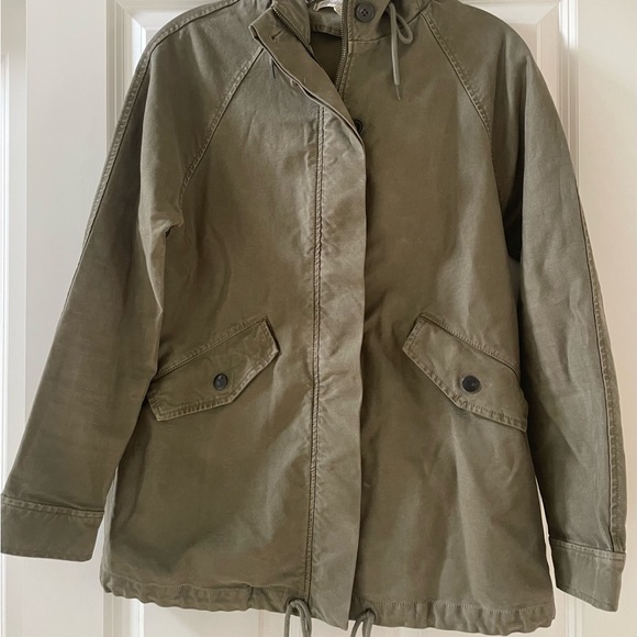 Madewell Brimwell Washed Army Green Hooded Parka Jacket - Picture 7 of 9